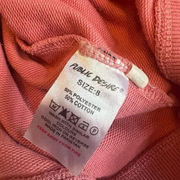 Public Desire “Not so basic” Hoodie Sz S/M Salmon Coral Lightweight European - Picture 7 of 8
